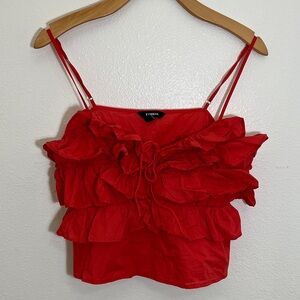Express Vibrant Red Ruffle Tank Top